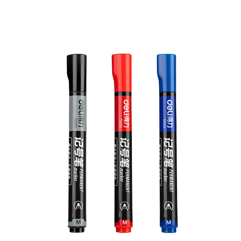 Deli SK109 marker pen with increased capacity black + red + blue a total of 3 waterproof non-fading oily big head markers red