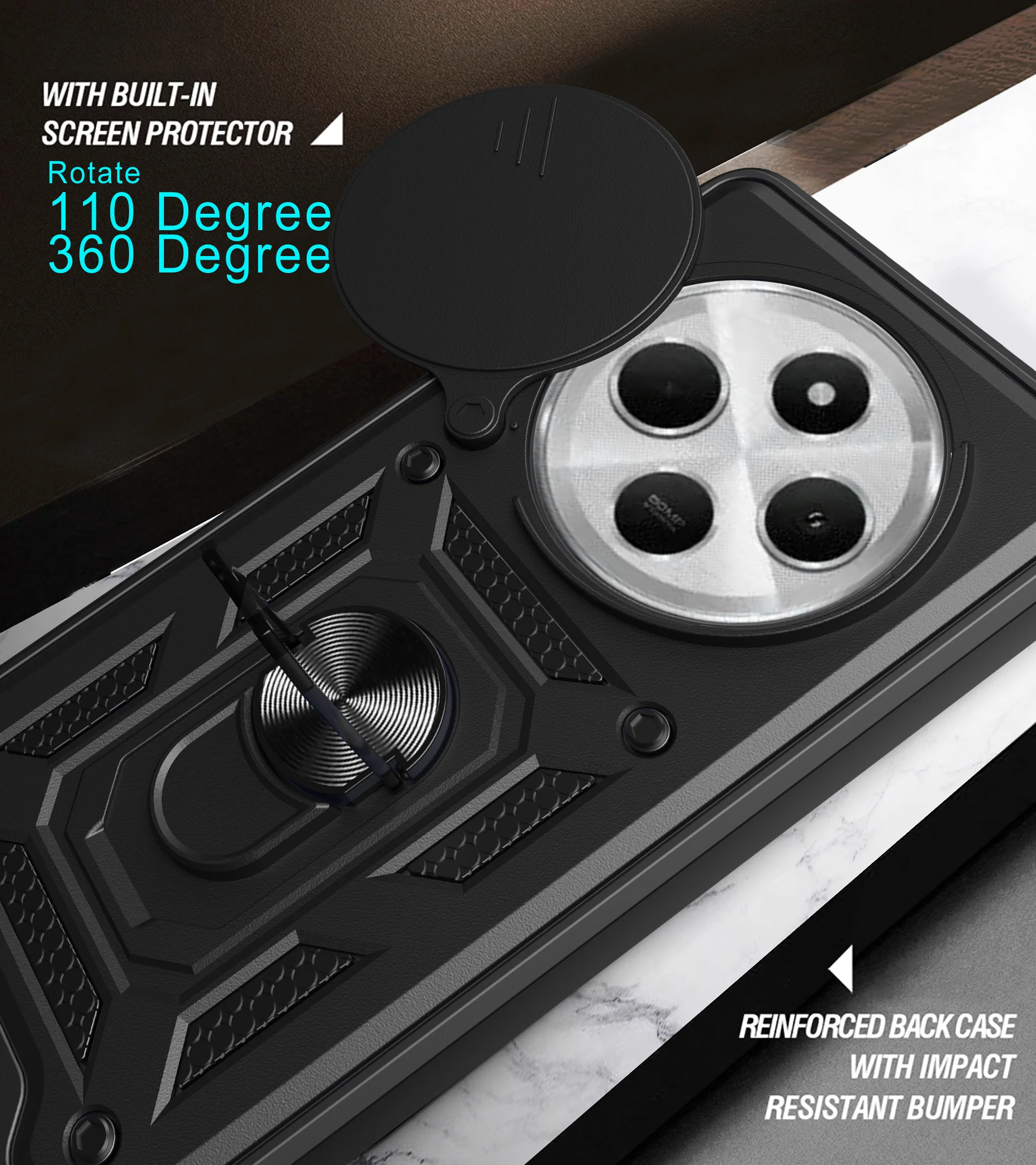 Armor Shockproof Slide Lens Protective Phone Case Cover