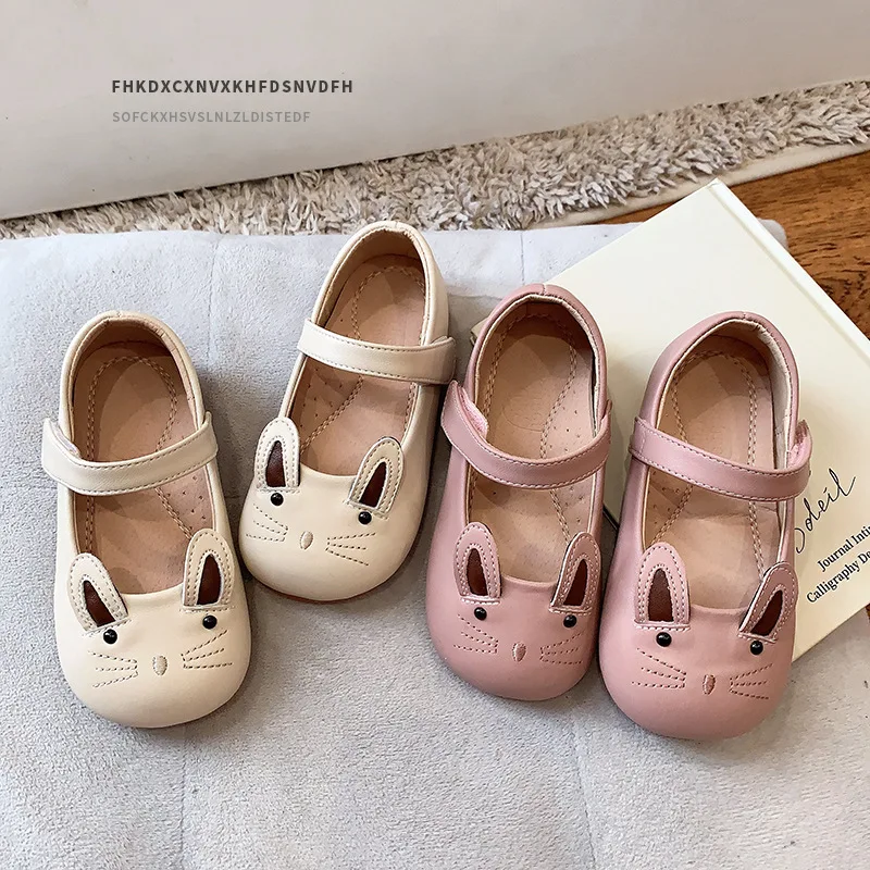 Kid Shoes Girl Princess Shoe Cute Cartoon Leather Shoes Child Walking Soft Soled Mary Jane Shoe Shallow Mouth Casual
