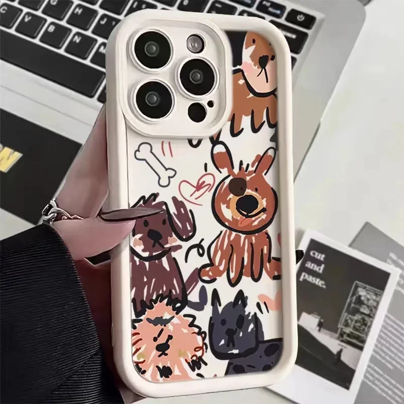 Funny Cats Graffiti Dog custodia morbida per iPhone 11 custodia iPhone 15 Pro Max custodie iPhone 14 13 12 Pro Max XR X XS 7 8 Plus SE 2 Cover