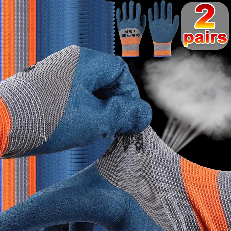 Rubber Impregnated Non-slip Gloves Men Anti Fouling Hard Wearing Work Glove Anti Dirty Workshop Factory Sturdy Nylon Work Gloves