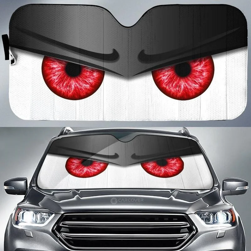 Car Funny Angry Red Eyes Print Sun Shade Interior Protector Heat