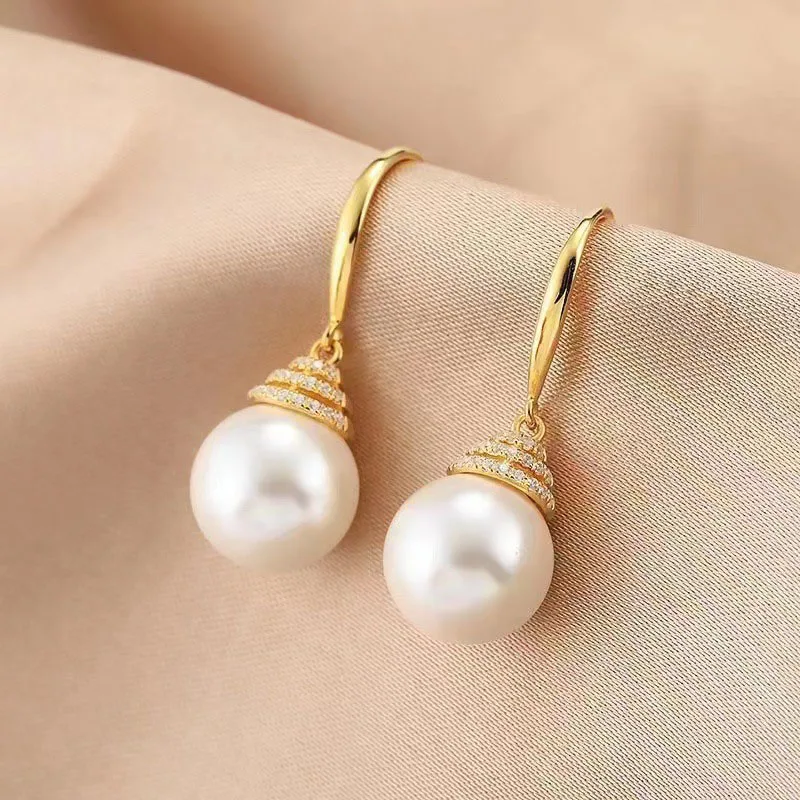 Large Pearl Earrings | Pearl Drop Earrings | Large Gold Ball Earrings with Allergy-Free Clasp (20mm), Pink