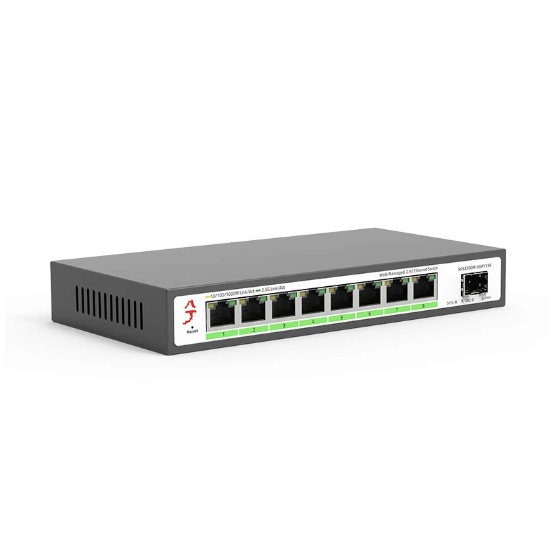 Network Switch 2.5g Switch 100/1000/2500Mbps RJ45 8 Ports 10Gbps SFP+ Slot Simple L2 Managed Plug and Play Hub Internet Splitter