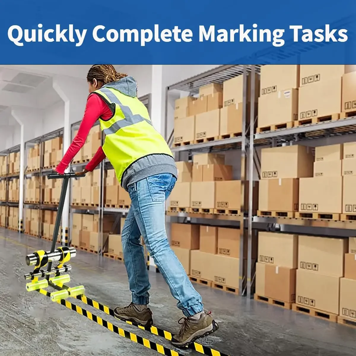 Field Line Striping Machines,Basketball Court Marking Kit+Drawing Circle Kit,Upgraded Widened Floor Tape Applicator,Floo