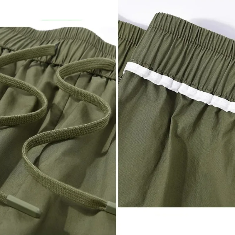 Women's Spring Autumn Elastic High Waisted Solid Drawstring Pockets Pleated Casual Harlan Lantern Wide Leg Trousers Pants