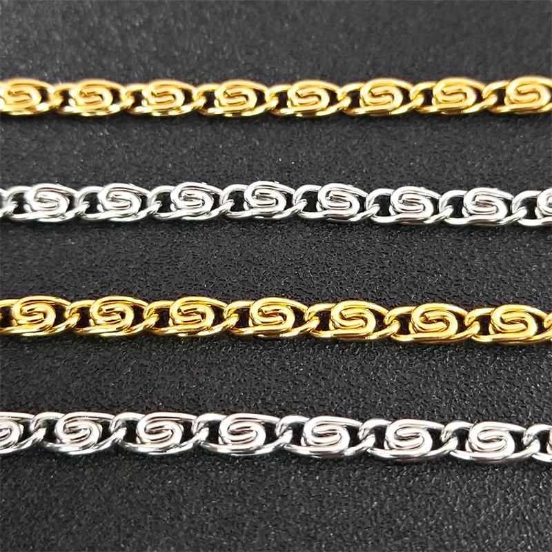 Luxus Edelstahl Büroklammer Form Glieder kette Halskette für Frauen Männer Gold Silber Farbe kreative Hip Hop Halsreif Schmuck Colar – Detail 5