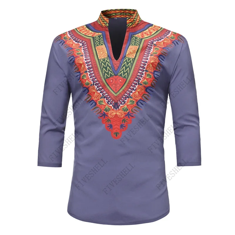 2023 Mens Hipster V Neck African Dashiki Shirt New Short Sleeve African Clothing Hip Hop Streetwear Casual Tee Shirt Homme