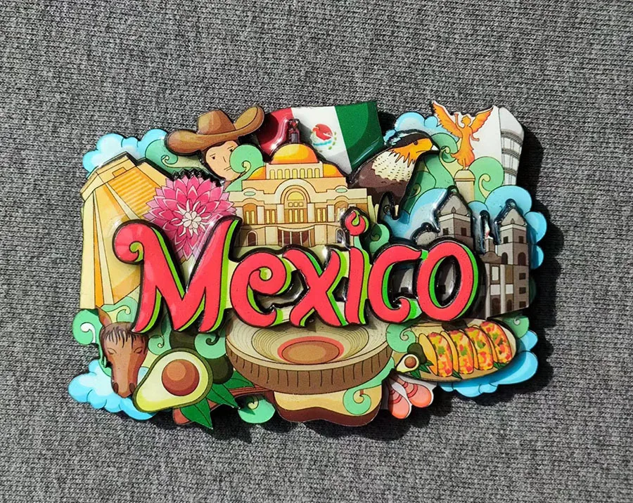 Cancun México - Imán Para Nevera, Recuerdo De Viaje, Decoración De Nevera, 3D, Etiqueta Engomada Magnética, Colección Artesanal
