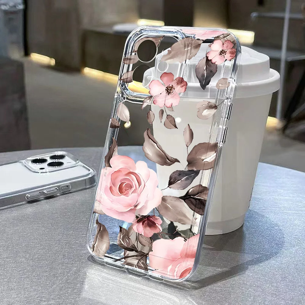 Elegant Floral Phone Case with Clear Back Cover