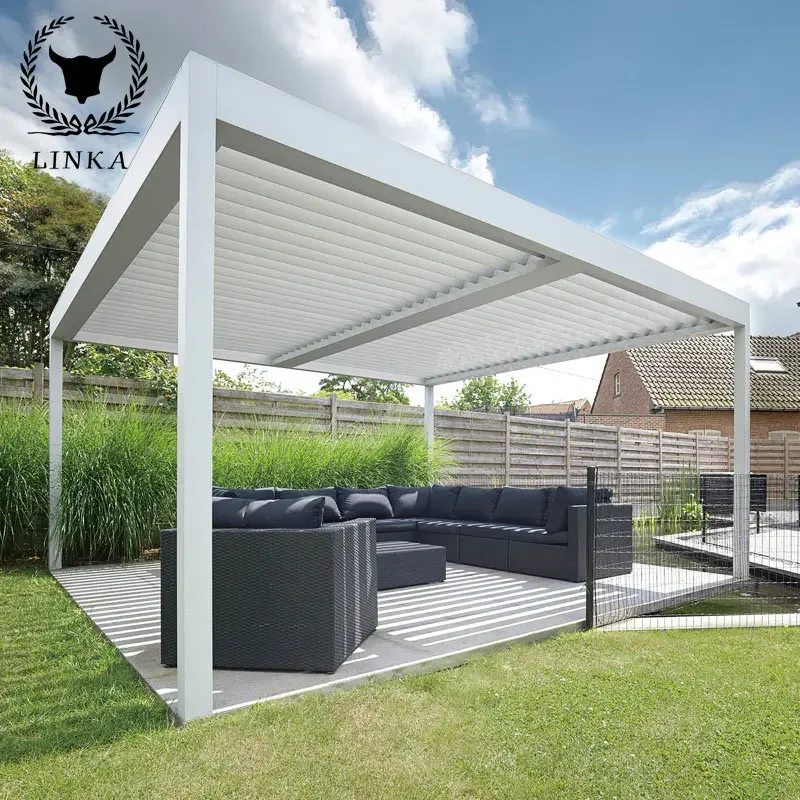

Outdoor pavilion courtyard aluminum alloy manual shutter European pavilion villa garden roof modern new Chinese pavilion