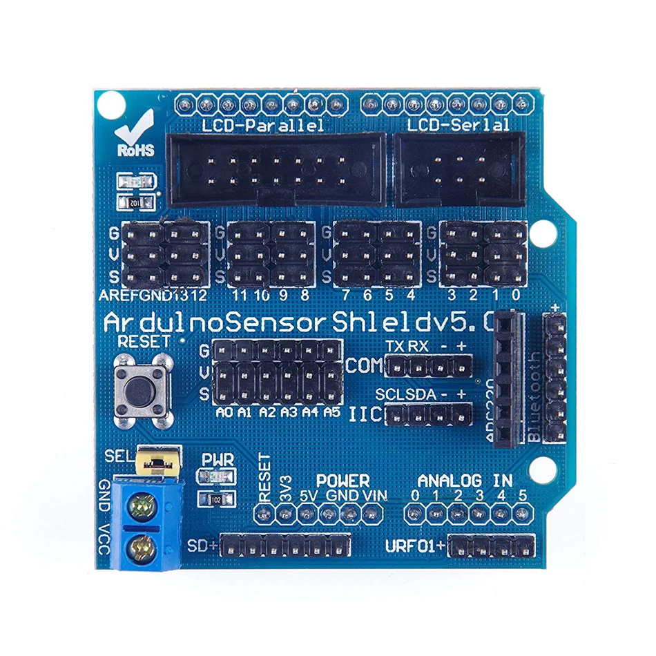 Sensor Shield V5.0 Scheda Di Espansione Del Sensore Per Uno Mega R3 V5 Sensor Shield Per Arduino Electronic Building Blocks Di Parti Di Robot