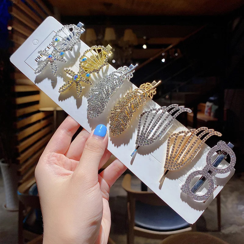 

Luxury Crystal Vintage HairClips Gold Hairpin Wedding Hair Jewelry Accessories Lover Gift Ins Headwear