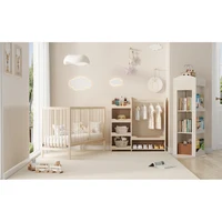 Ensemble de meubles combinés pour enfants, lit de bébé multifonctionnel en bois, armoire, bibliothèque rotative, couleurs naturelles, meubles de chambre pour jeunes 2