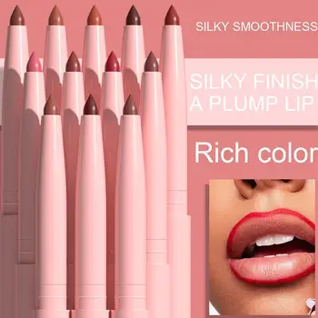12 Colors Matte Lipliner Pencil Red Contour Tint Lipstick Waterproof Long Wear Non-stick Cup For Shaping & Sculpting Lips Makeup