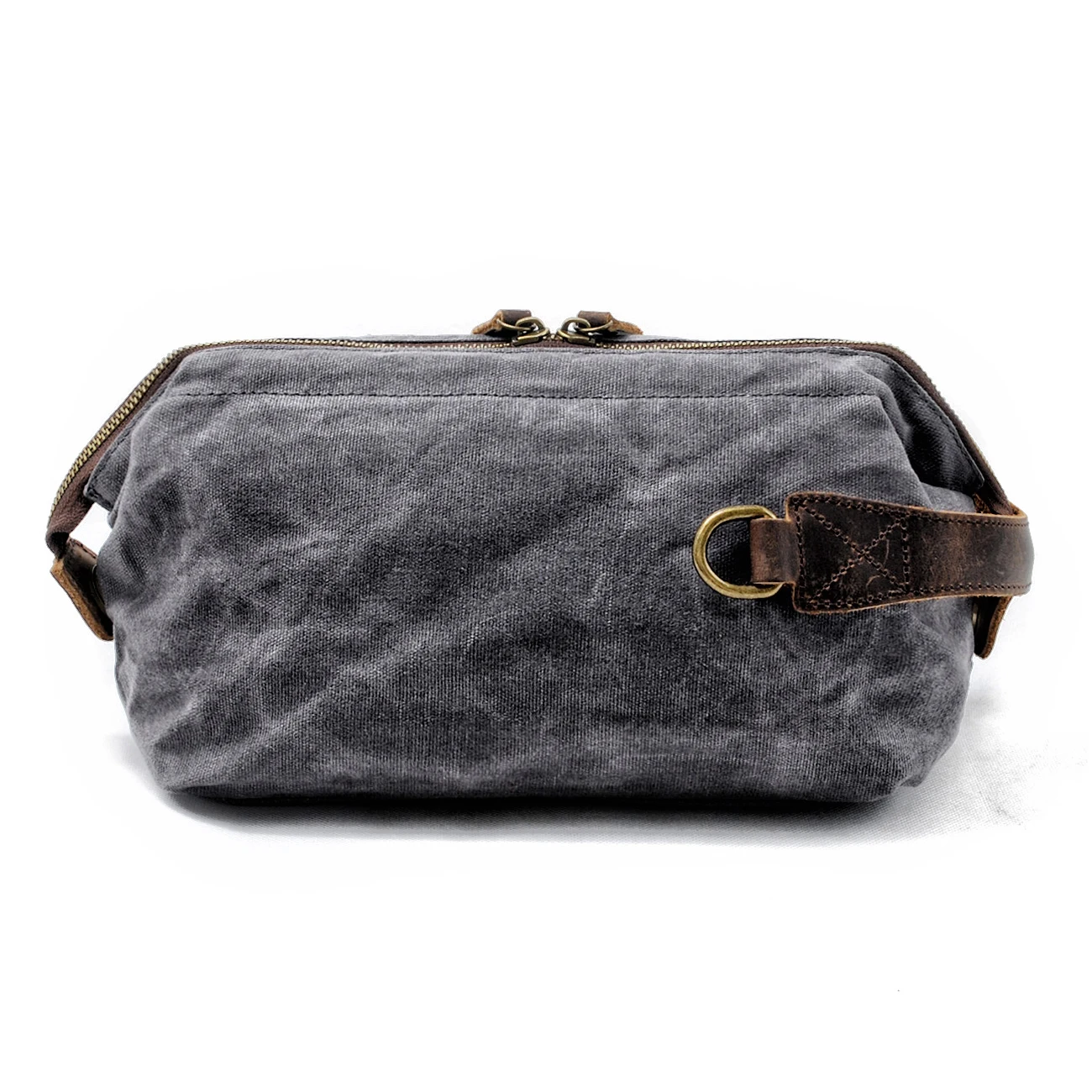 Canvas And Leather Men Toiletry Bag Water-resistant Dopp Kit For Travel Large Capacity Toiletries Bag Kit Functional Travel Bag 4