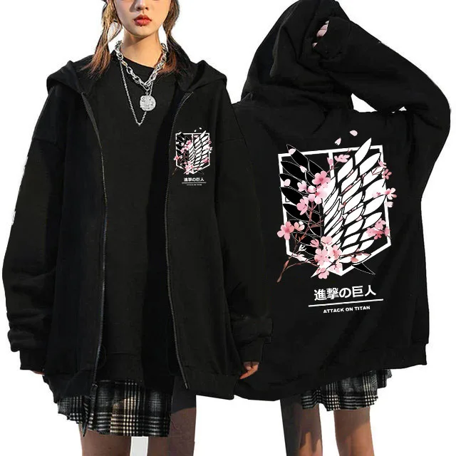 Anime Attack on Titan Final Season Zip Up Hoodie Shingeki No Kyojin Y2k Zippper Jackets Sweatshirts Eren Yeager Mange Streetwear