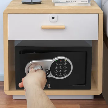 Digital Lock Safe Box with Keys Deposit Box Cubic Feet Digital Electronic Secret Hidden Piggy Bank for Store Money Guns 2