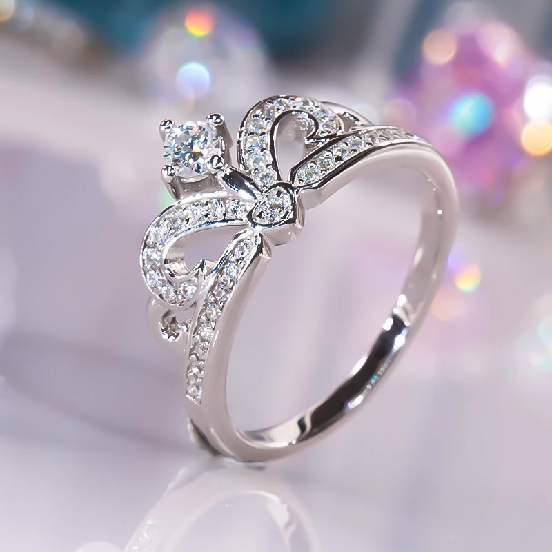 

2023 New Crown Moissanite Ring S925 Sterling Silver Pt950 Platinum Plated for Women Fine Jewelry Engagement Wedding Party Gift