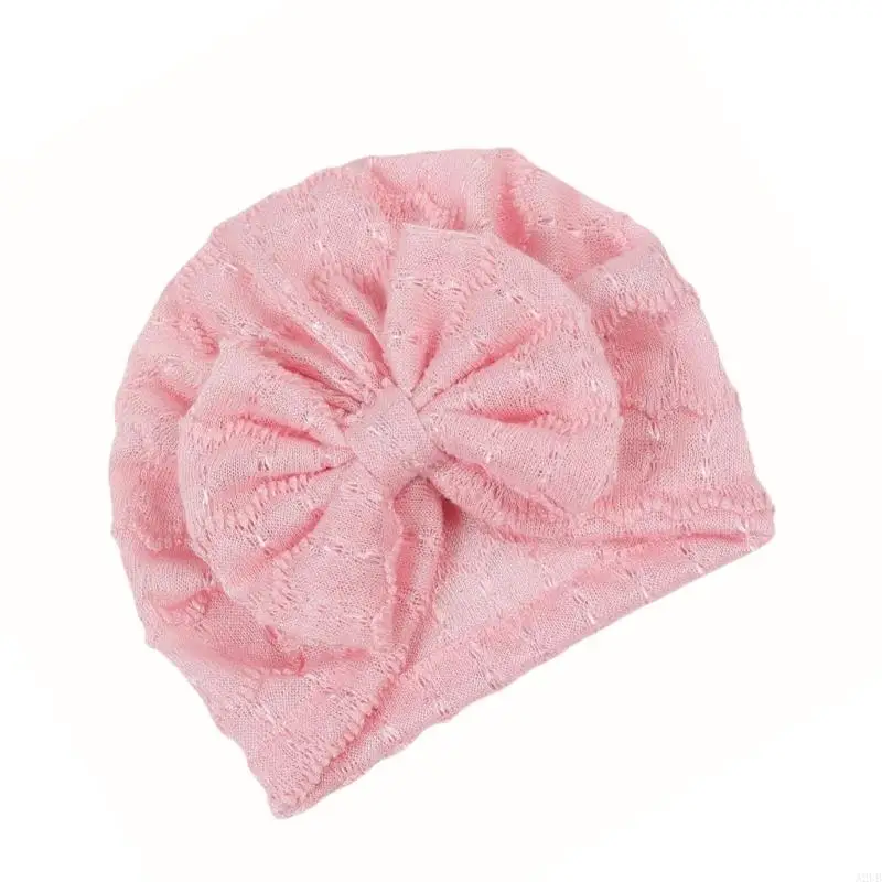 Baby Turban mit Bowknotakzent, atmungsaktive fetale Kappen Feste Farbhaube Trendy Headwap für Neugeborene Kleinkind A2UB – Detail 7