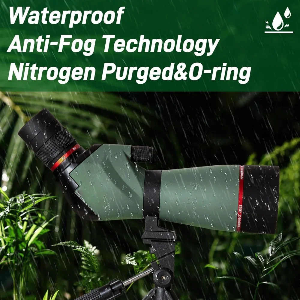 Spotting Scope 20-60x60 for Target Shooting & Hunting & Bird Watching BAK4 High Definition Angled Spotter Scope with Tripod