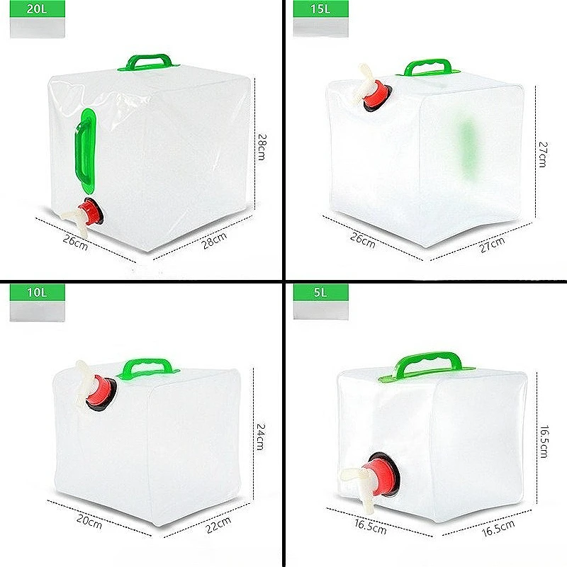 10L/20L 야외 접이식 물주머니 대용량 휴대용 물주머니 대형 컨테이너 주전자 플라스틱 버킷 캠핑 장비 용품