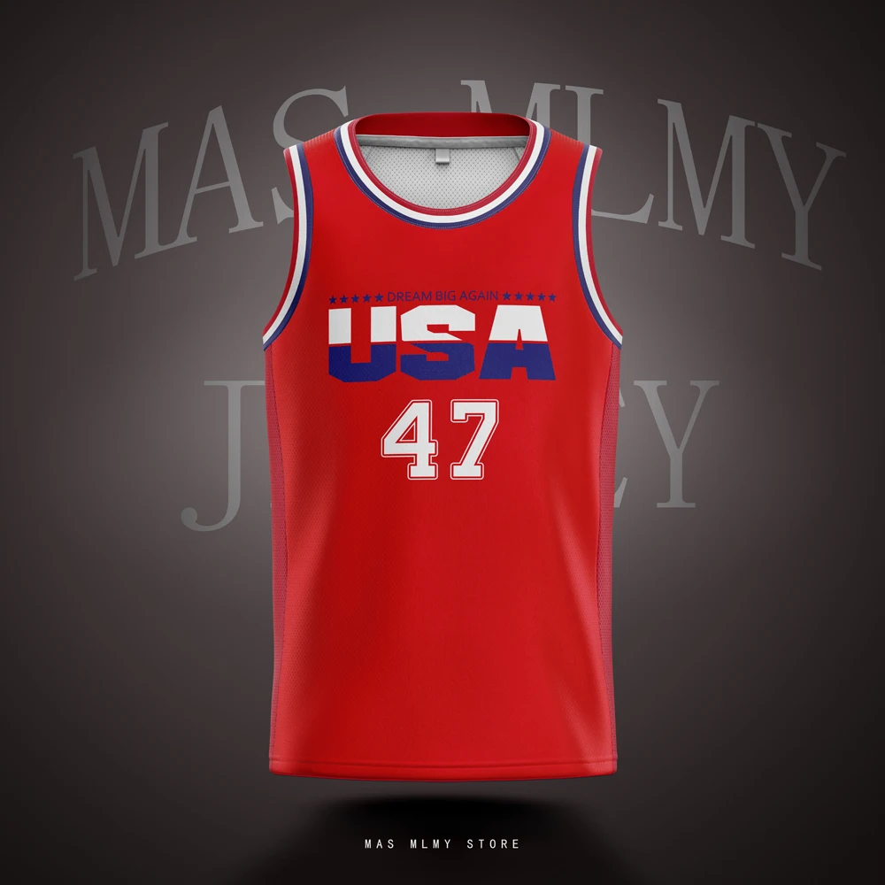 USA Trump 47th USA President &ldquo;DREAM BIG AGAIN&rdquo; Printed Youth Adult Basketball Jersey