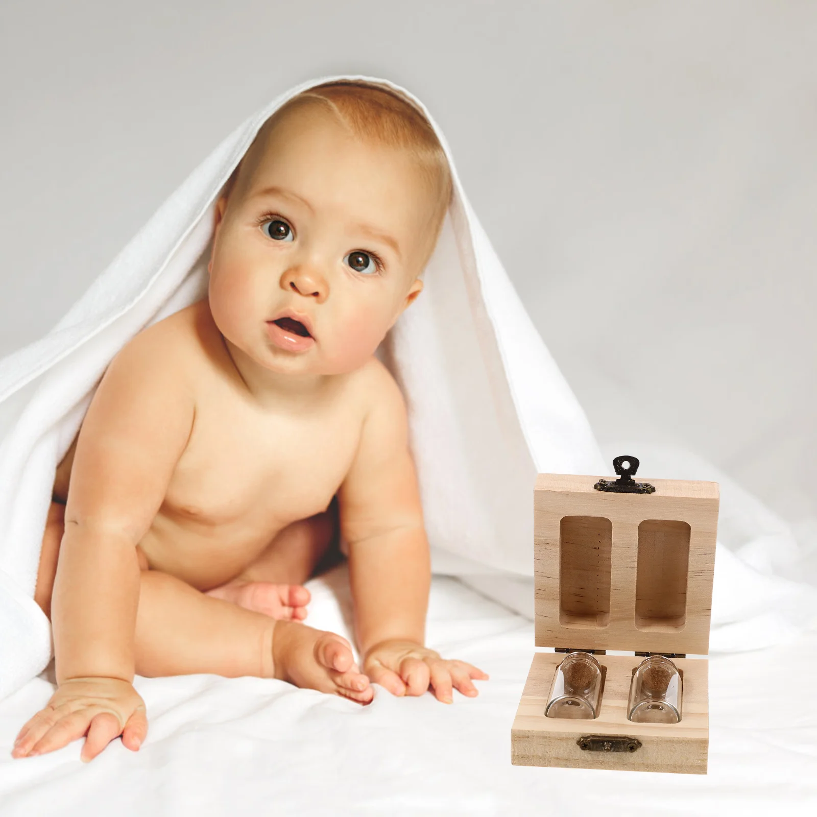 Fetal Hair Storage Box Wooden Collection Box Fetal Hair Preserving Souvenir Storage