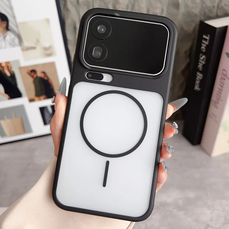 Enhanced Magnetic Shockproof Translucent Armor Case - Matte Finish, Wireless Charging Supported