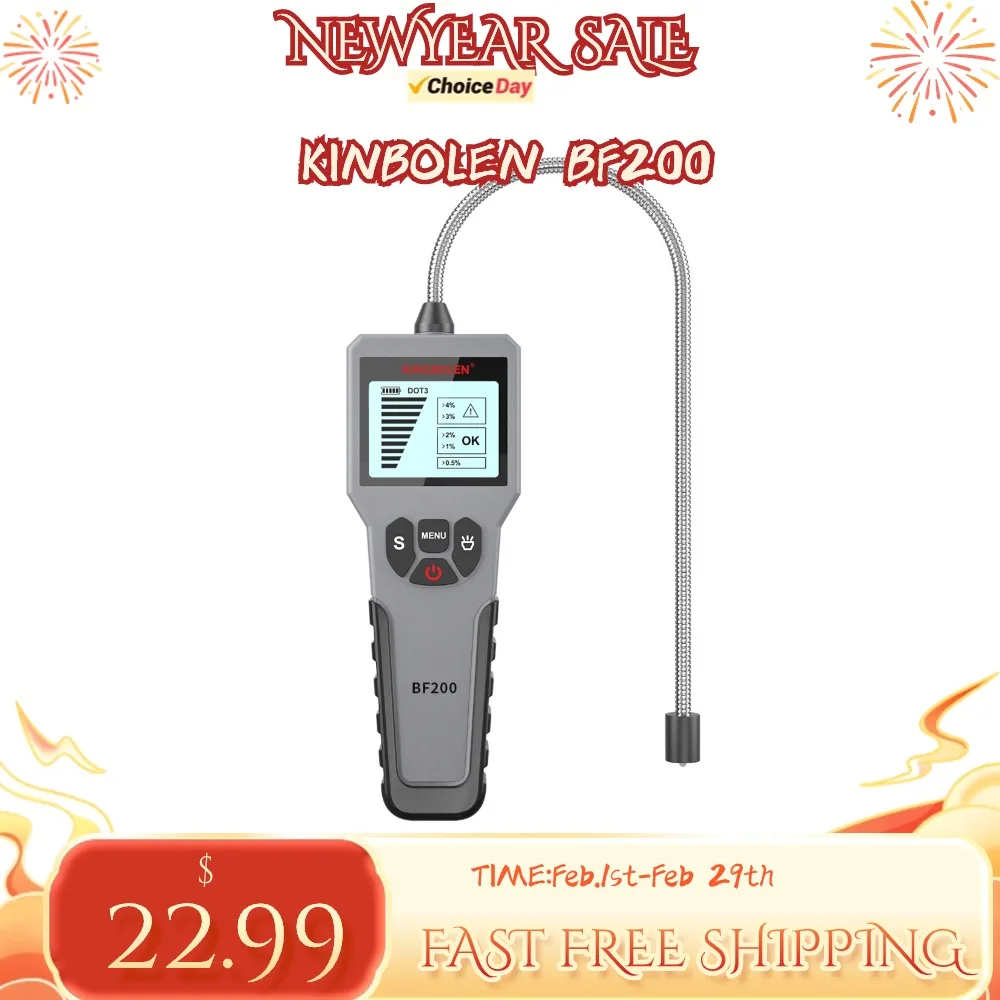 

Тестер тормозной жидкости KINBOLEN BF200 поддерживает DOT3 DOT4 DOT5.1 Высокочувствительный зонд и экран разрешения автомобильный диагностический инструмент