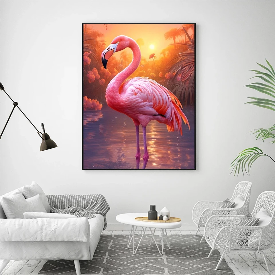 AZQSD 5d Diy Diamond Painting Flamingo Animal Cross Stitch Needlework Full Drill Embroidery Sale Birds Mosaic Home Decor