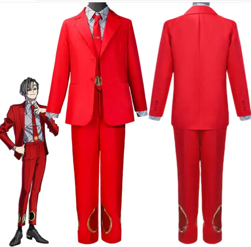 

Anime HighCard Cosplay Costume Chris Redgrave Mens School Uniform Red Suit Halloween Daily Coat Suit Pants Set