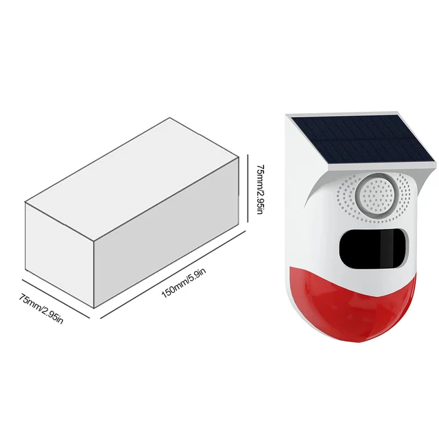 Solar Powered Security Infrared Siren Remote Control Motion Activated Detector Alarm 120dB Sound USB Charging for Home Farm Yard 5