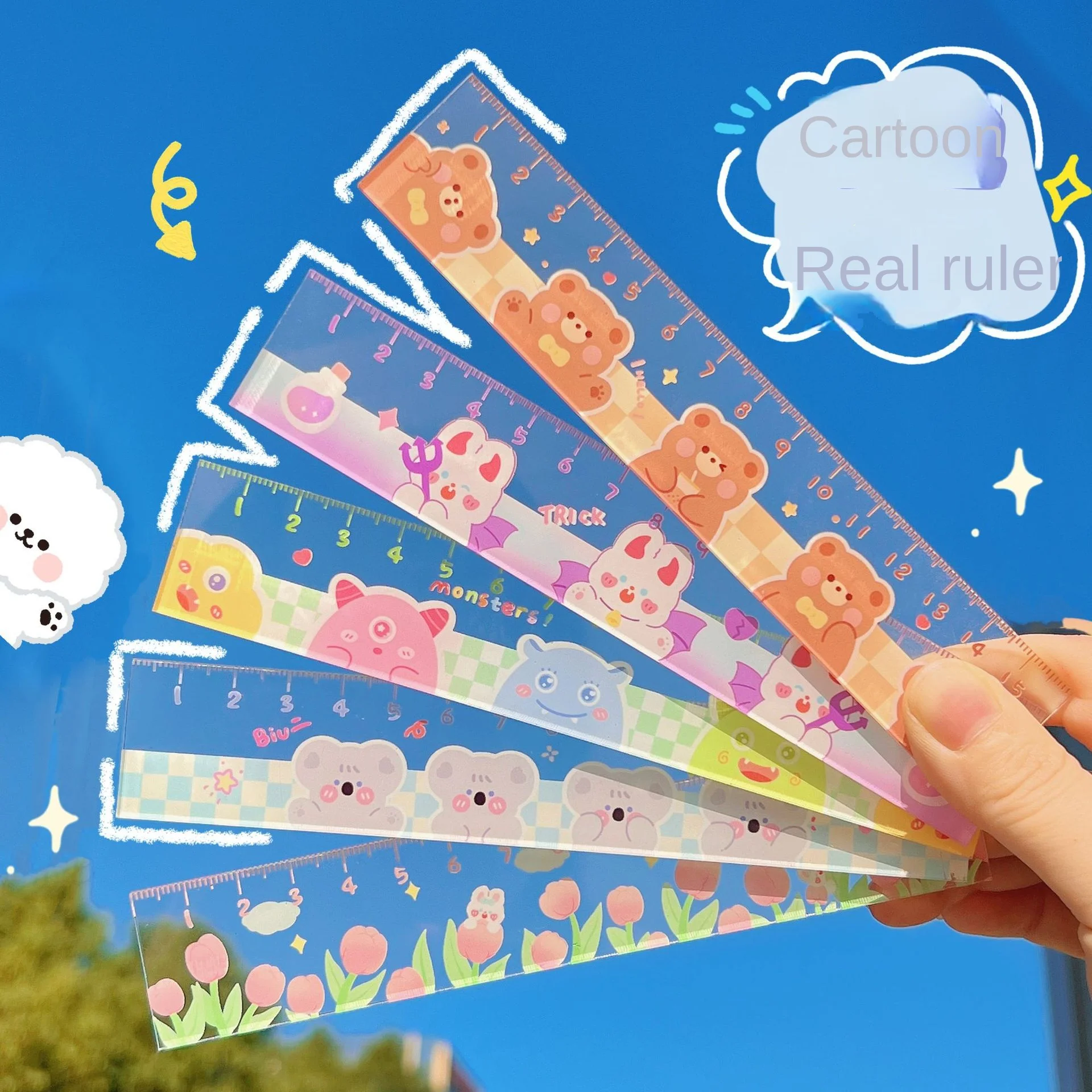 Folding Ruler 15CM Kawaii Study Time DIY Drawing For Kids