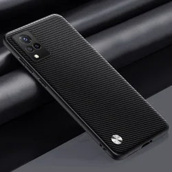 Luxury PU Leather Matte Silicone Phone Case - Elegant Protection Back Cover for Vivo V21E 5G (Matte Black)