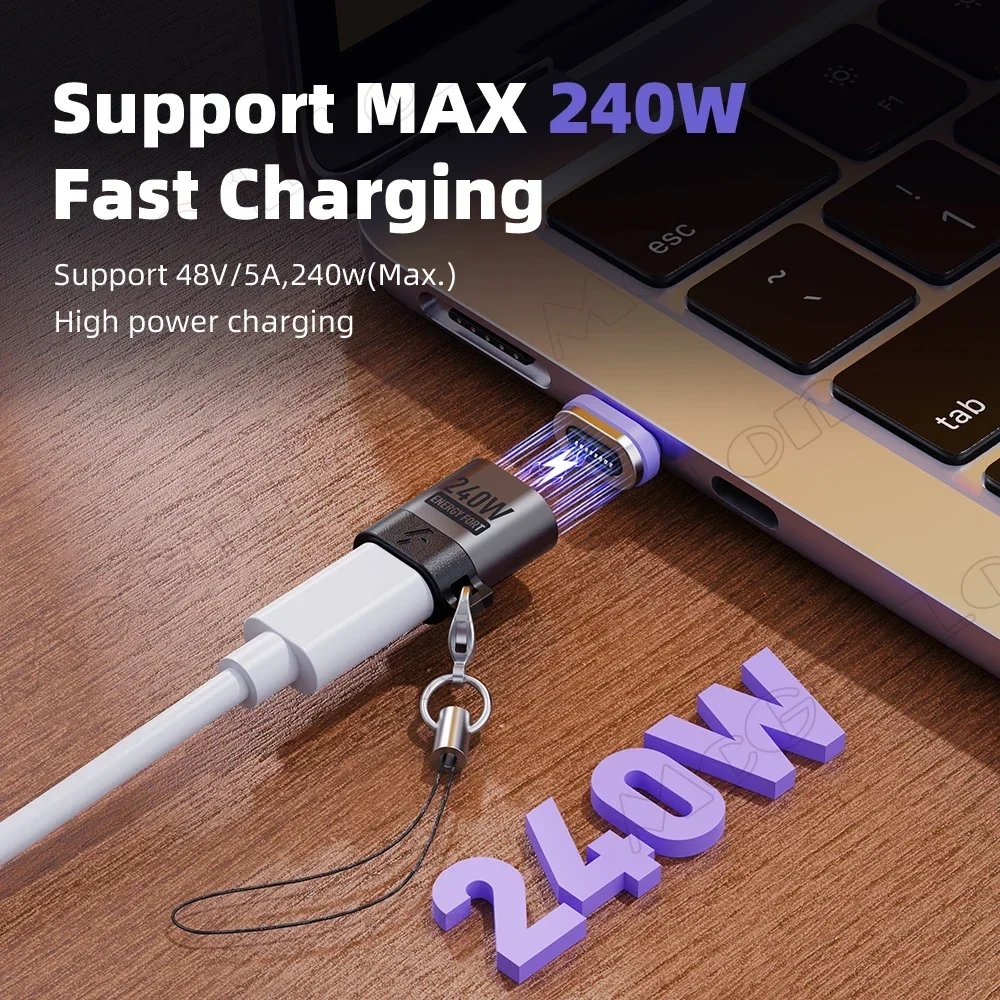 16Pin USB C to Type C Magnetic Adapter PD 240W Fast Charging Data USB Female Converter for iPhone 16 15 Macbook Samsung Xiaomi otg adapter,usb to type c adapter,magnetic cable adapter,magnetic charging adapter