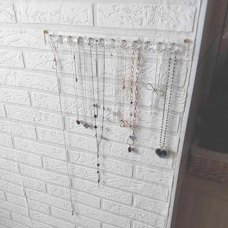 7/12Hooks Transparent Acrylic Jewerly Storage Rack For Earring Necklace Hanger Holder Wall Mounted Display Stand Organizer