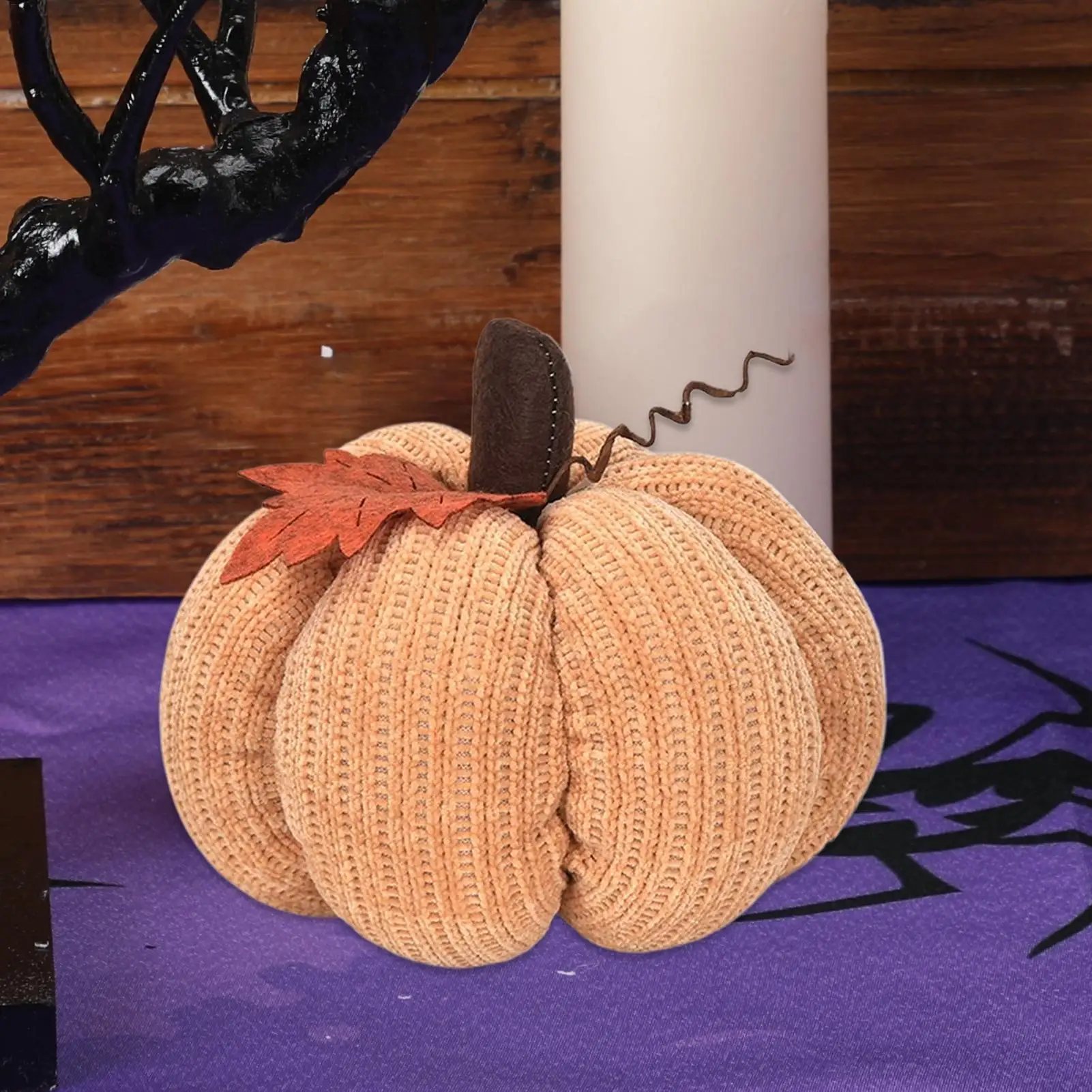 Halloween Gestrickte Kürbis Dekoration Ernte Handgemachte Kürbis Ornament Künstliche Kürbis Gestrickte Weiche Wolle Kürbis Ornamente – Detail 9
