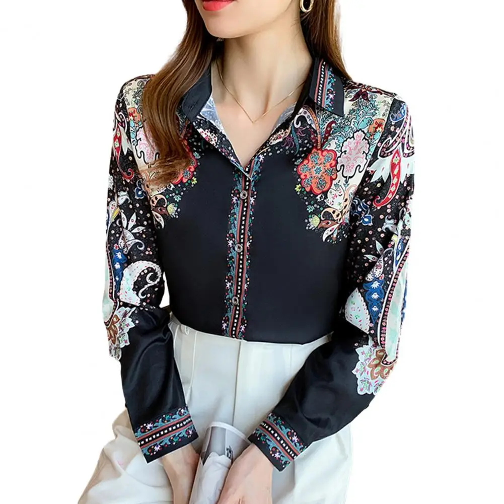 

Basic Collar Women Shirt Breathable Long-sleeve Shirt Floral Print Women's Casual Shirt Tops for Spring Autumn Fashion Long