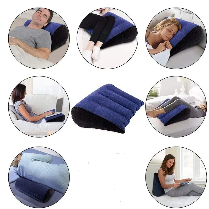 Inflatable Travel Pillow Multifunctional Body Pillow Lumbar Yoga Travel Positions Support Air Cushion Triangular inflatable body pillow