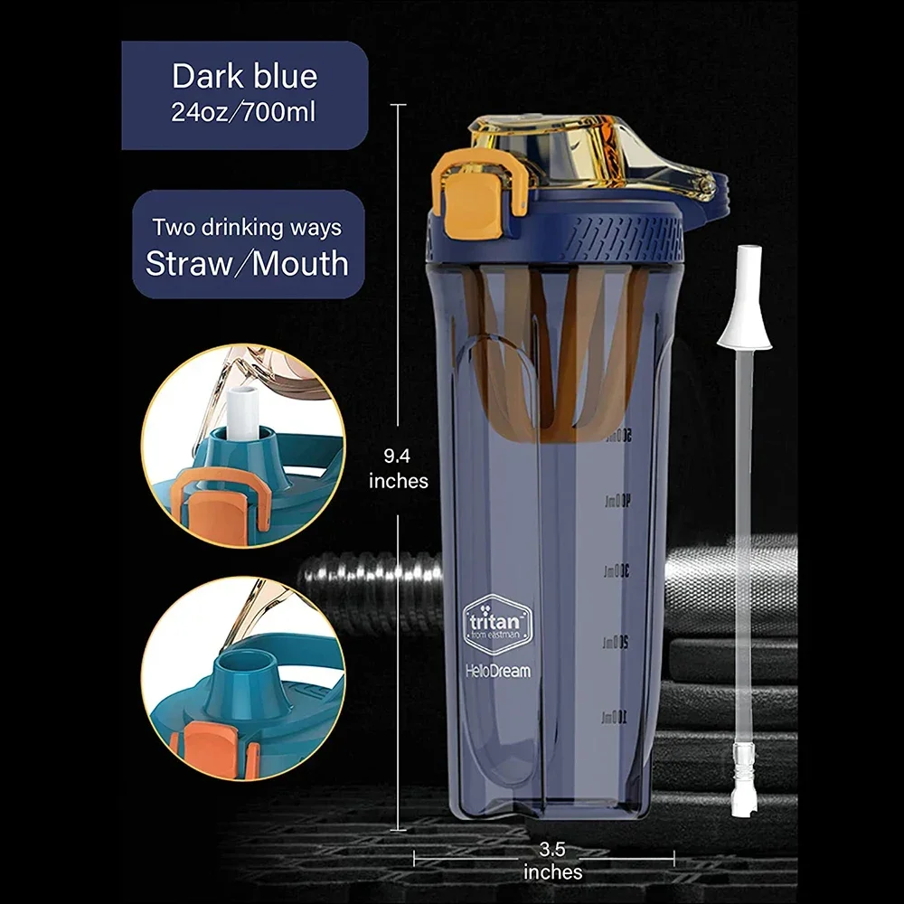 Upors Tritan Shaker Bottle Con Paglia Portatile Whey Protein Gym Mixer Blender Shaker Tazza Per Bere Borraccia Sportiva 700/1600Ml