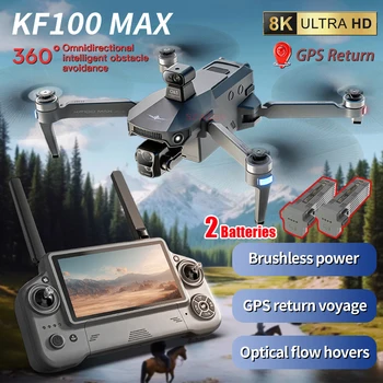 Drone GPS professionale a grande schermo KF100 MAX da 5,5 pollici con fotocamera 8K Giunto cardanico a 3 assi senza spazzole per evitare ostacoli per drone da pesca