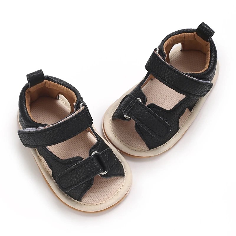 Summer Baby Boys Sandals Solid Color Artificial Leather Breathable Non Slip Shoes