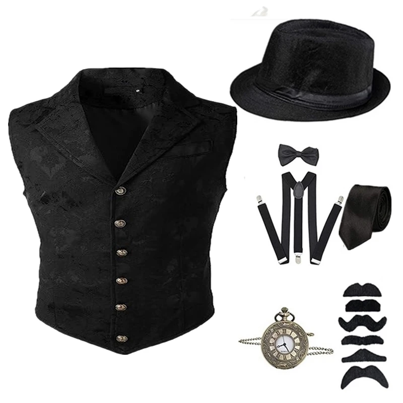 

1920S Hot Selling Men's Gatsby Party Set Vintage Vest Fashion British Tank Top Casual Middle Ages Banquet Performance Dress