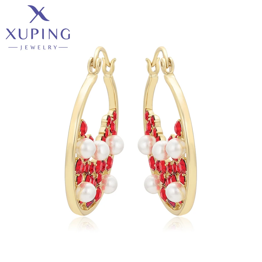 XupingJewelryNewArrivalFashionLightGoldColorHoopCrystalEarringsforWomenGirlPartyGiftX000971509