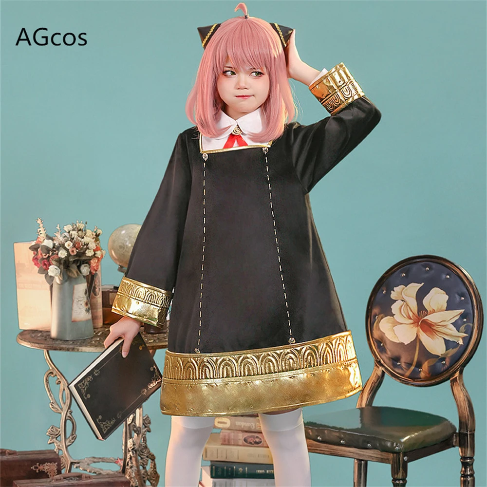 

AGCOS Comics SPY FAMILY Anya Forger Uniforms Cosplay Costume Girl Christmas Cosplay Suits Dress