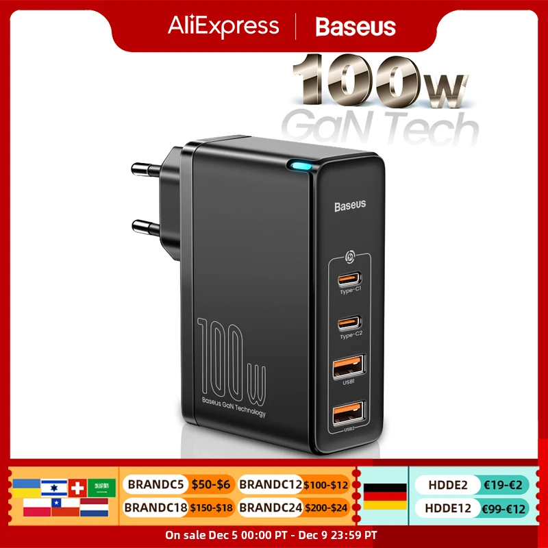 Tanie Baseus 100W GaN USB typ C ładowarka PD QC szybkie ładowanie 4.0