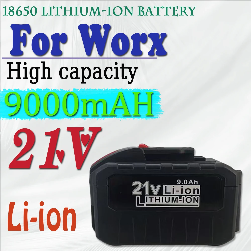 

21V 9000mah Lithium Battery For Worx Chainsaw Angle Grinder, Electric Wrench Tool, Specialized Air Cannon Machine Battery