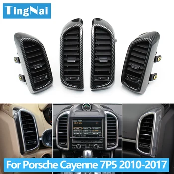 Auto In Fibra di Carbonio Anteriore Sinistra Destra Posteriore Aria Condizionata AC Griglia di Sfiato di Montaggio Completo Per Porsche Cayenne 7P5 2010-2017