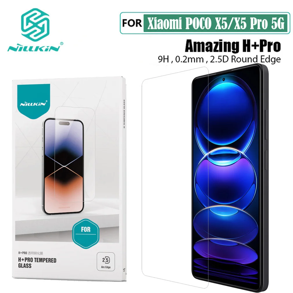 

Nillkin For Xiaomi POCO X5 Pro 5G Tempered Glass H+PRO Anti-Explosion 2.5D 0.2mm Screen Protector For Xiaomi POCO X5 Glass Film